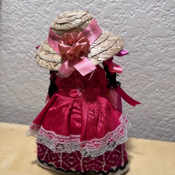 Authentic Mexican Rag Doll with Pink Dress and Hat - Picture 2 of 3